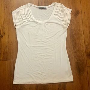 Cream colored top w/ shoulder detail - S